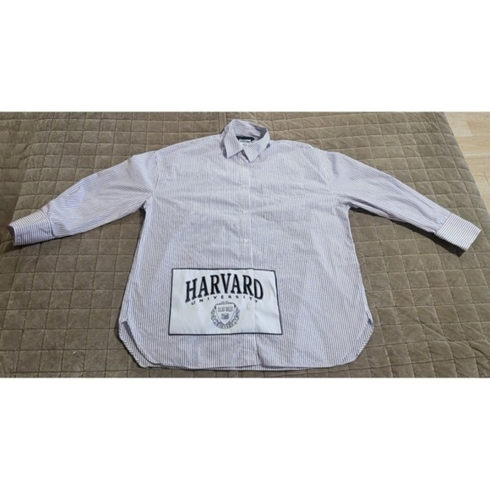 ZARA WOMAN SS25 OVERSIZED HARVARD UNIVERSITY PATCH SHIRT SIZE SMALL 2103/457